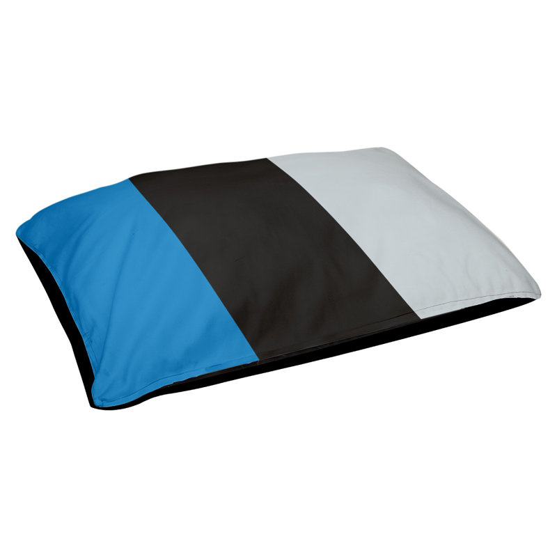 Coussin rectangulaire designer Atlanta, Grand (L 40 po x l 50 po), Bleu / noir / argent