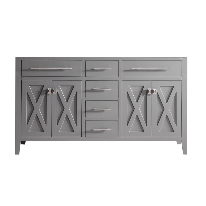 Base de meuble-lavabo double 59,06 po seulement en blanc, gris