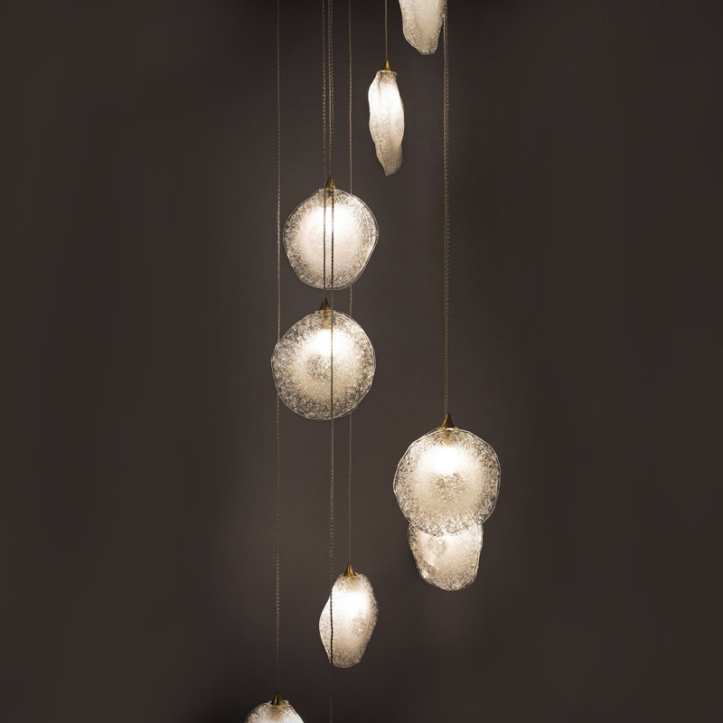 Crystal Glaze 21 - Light Cluster Pendant, 96" H x 26" W x 26" D, Frosted Clear, Oil Rubbed Bronze