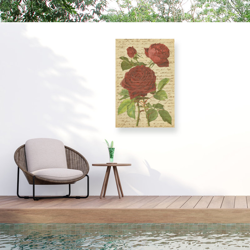 Marcus Jules, roses rétro, toile d'extérieur, H 12 po x l 19 po