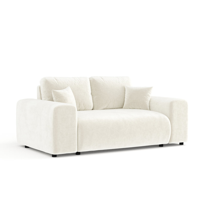 Two-seater square arms loveseat sofa, Beige