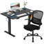 Ensemble de bureau: bureau électrique debout et chaise de bureau en filet-784136946