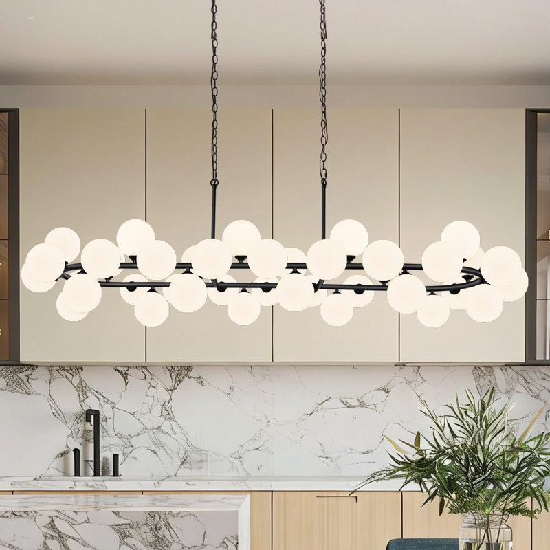 Lustre Spoutnik 40 - 40 lumières pour plafonds hauts, lustre de salle à manger 67 pouces
