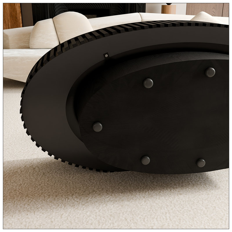 Table basse ovale avec rangement 47 po, Noir