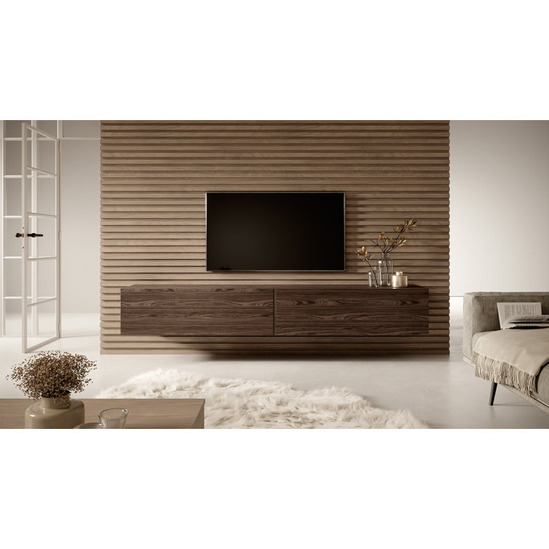 Melicent Unfinished Floating TV Stand for TVs up to 75", Walnut
