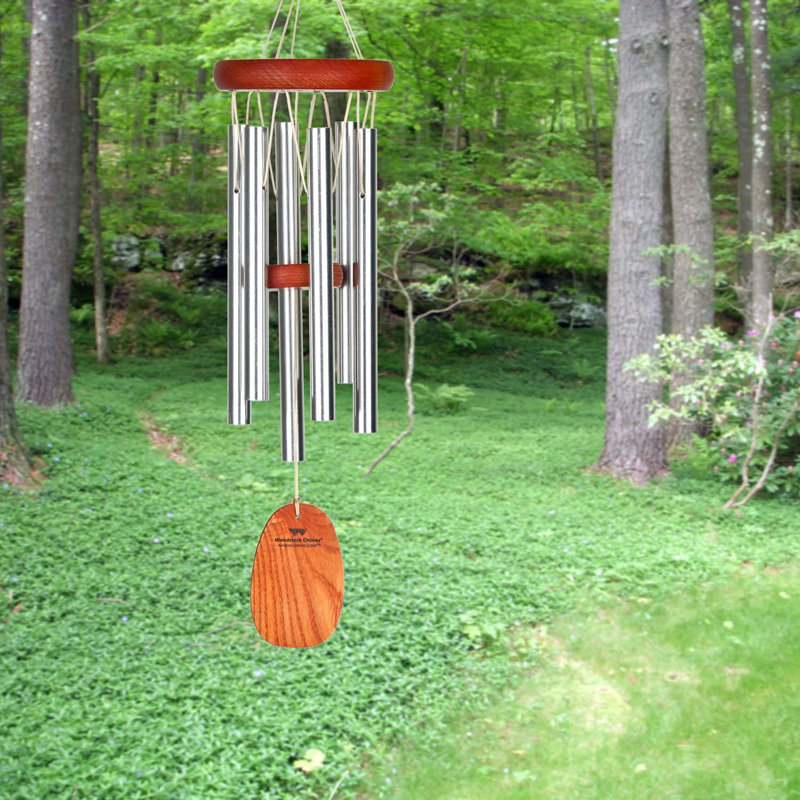 Carillon Woodstock Chimes, H 16 po x l 4 po x P 4 po, Argent / brun clair