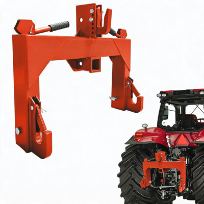 Attelage rapide 3 points robuste pour tracteur de catégorie 1, capacité de 1360 kg (3000 lb), récepteur de 5 cm (2 po), crochet supérieur réglable à 5 positions, sans bague, fixation facile pour tondeuses, charrues et outils d'aménagement paysager, orange.