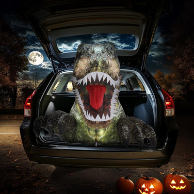 Décorations d'extérieur gonflables de 3,6 pi d'Halloween, décorations de coffre ou de voiture de gala, dinosaure animé d'Halloween