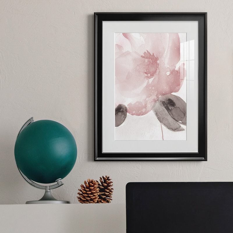 Blush Bloom I - peinture sur toile encadrée, H 22,5 po x l 30,5 po x P 1,5 po, Noir