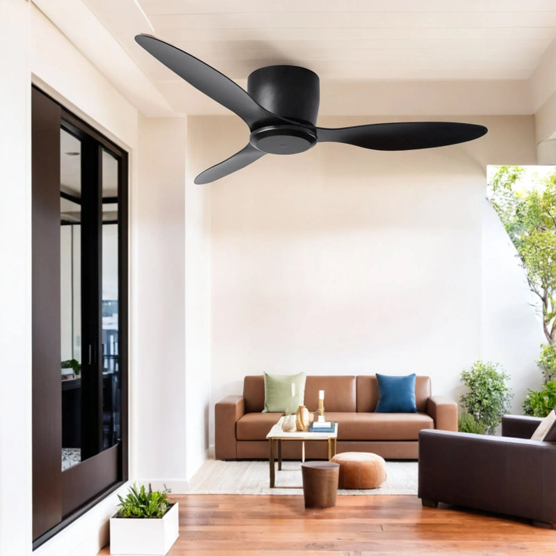 Lozell 2" Flush Mount Ceiling Fan without light, 3 Reversible Blades, with 6 Speeds Reversible DC Motor,Low Profile Ceiling Fan with no light
