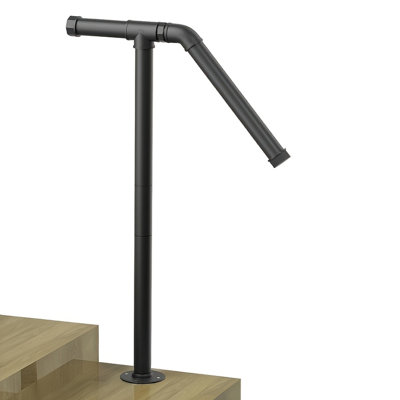 Single Post Handrail for 1 or 2 Steps Stair Railing Handrail for Garden Yard (1 pack)
