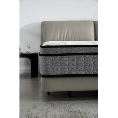 Matelas hybride de 12 pouces dans une boîte, coussin de lit à plateau-coussin avec mousse à mémoire de forme infusée de gel, respirant et hypoallergénique, mi-ferme pour un soutien lombaire