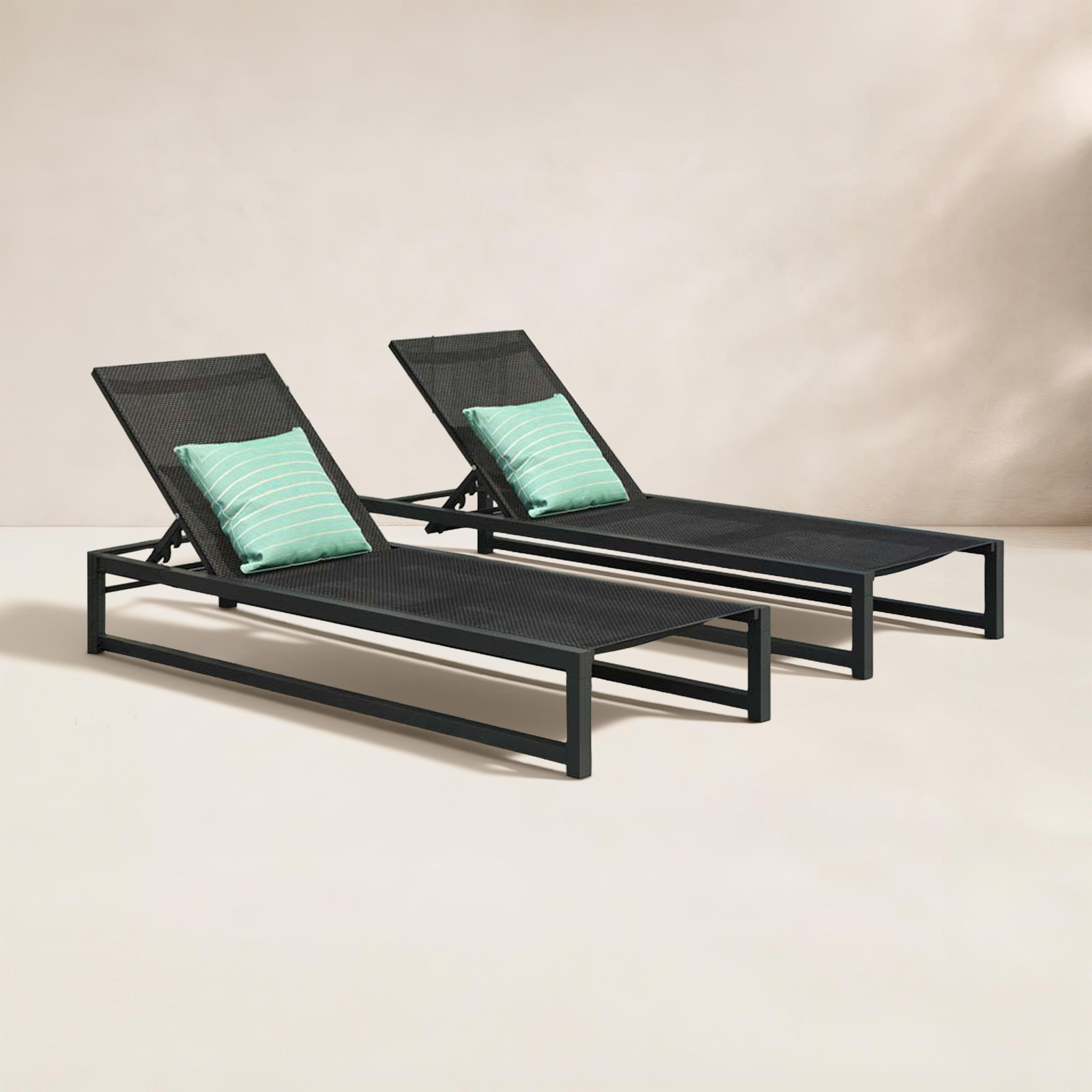 Lindenberg 27" Patio Chaise Lounge Set, Black