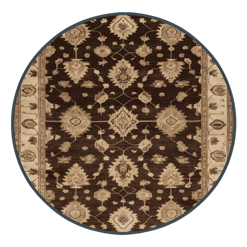 Tapis brun lavable à la machine, Rond 5 pi