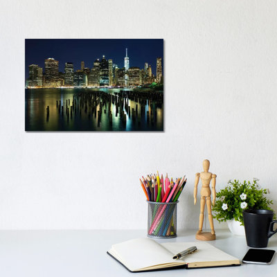 New York At Night VII by James McLoughlin - Wrapped Canvas Print