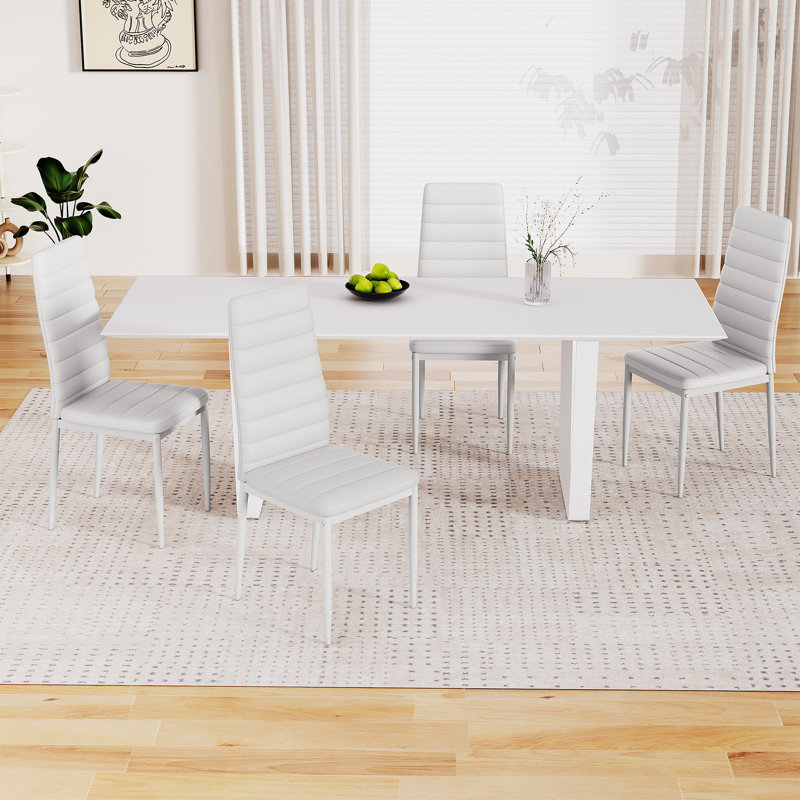 PU Leather Upholstered Dining Chair, White