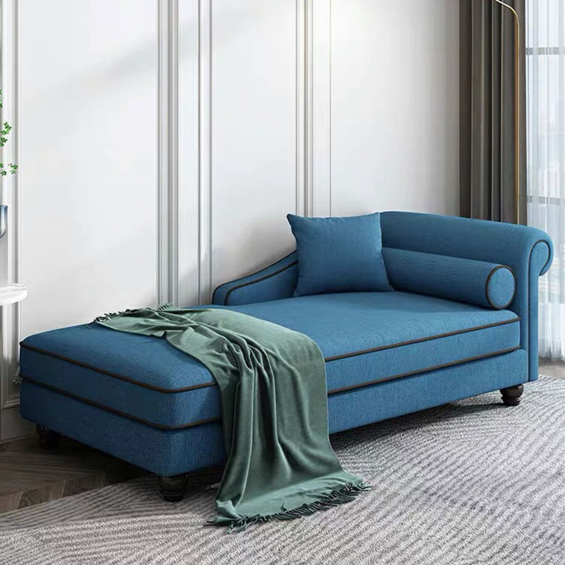 Chaise longue rembourrée Salum, Accoudoir à droite (vu de face), Bleu royal
