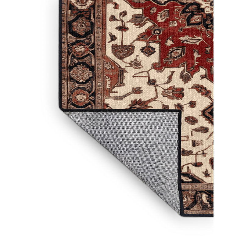 Tapis brun lavable à la machine, Rond 3 pi