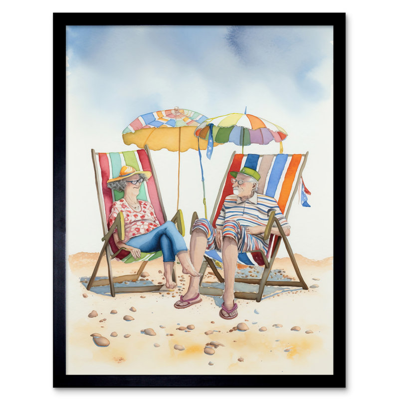 Elderly Couple Enjoying A Summer Beach Day - Single Picture Frame Print