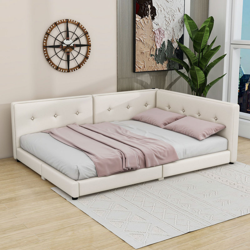 Lit plateforme tapissier Briceyda, Grand