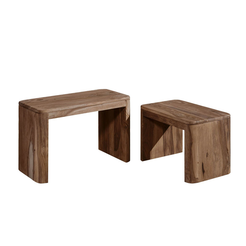 Toronto Solid Wood Sled Nesting Tables, Smoked Cherry 