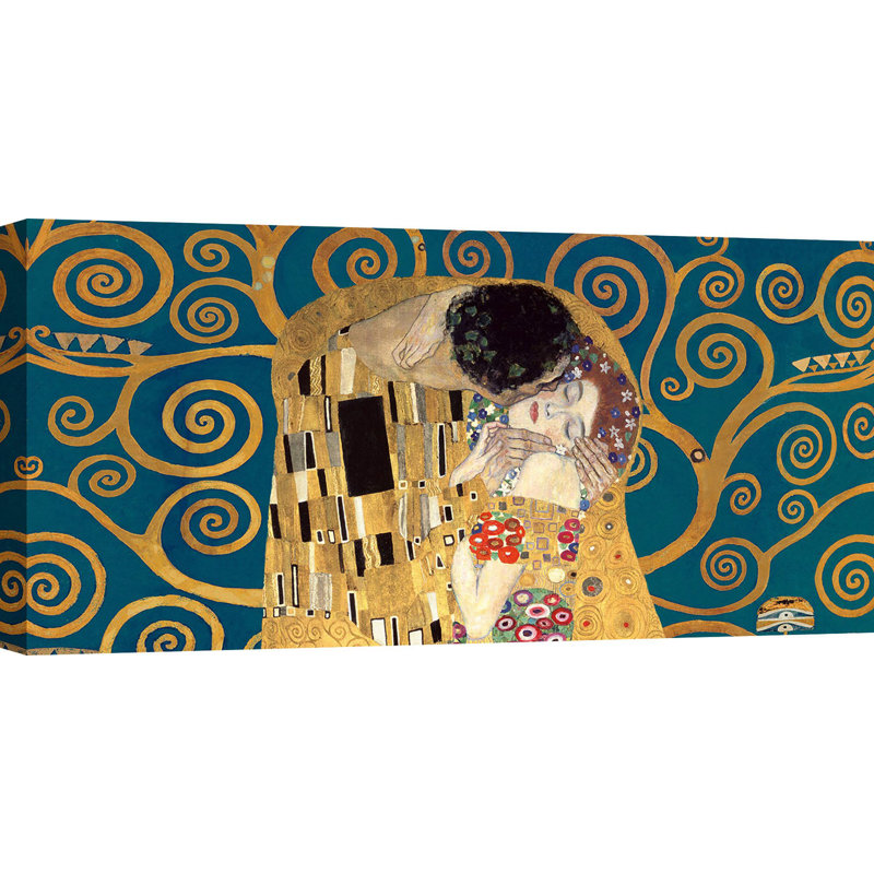 The Kiss by Gustav Klimt - Wrapped Canvas Print, 50cm H x 100cm W x 4cm D