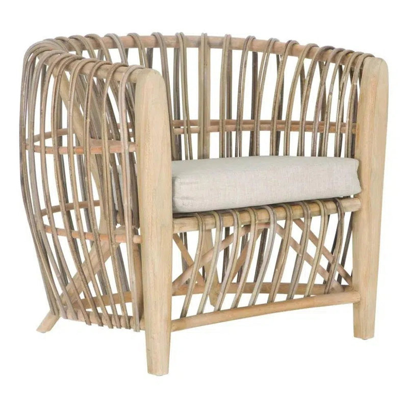 Fauteuil tubulaire en rotin sablé Binah