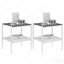 Ensemble de 3 tables basses et tables de bout, table en verre trempé avec panneau de fibres à densité moyenne, tables de salon modernes - verre gris