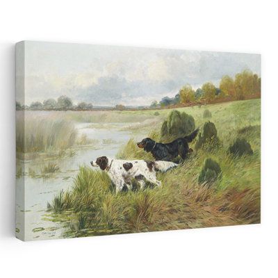 Art contemporain, paysage contemporain abstrait avec chien