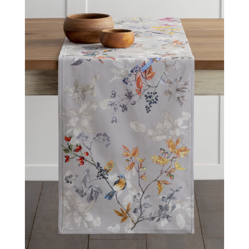 100% Cotton Christmas Table Runner, Gray, 108" x 14.5"