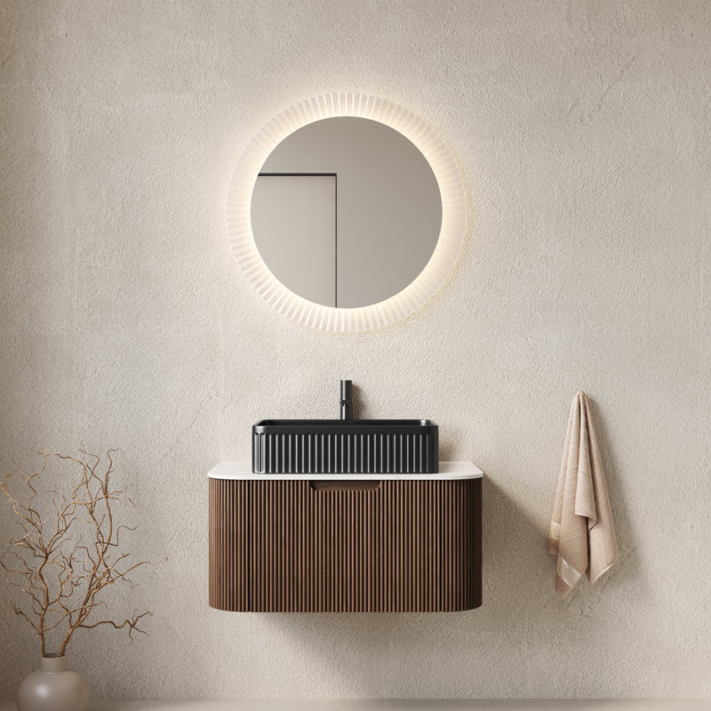 Lavabo de salle de bain 30 po, Noyer foncé, L 30 po