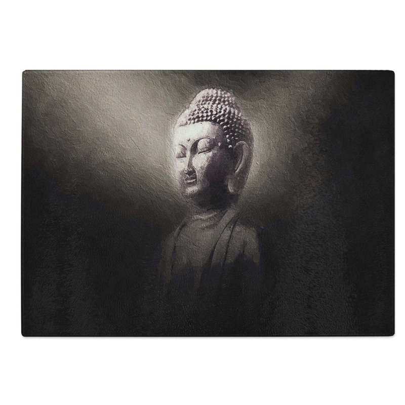 Tempered Glass Buddha in a Mist Chopping Board, 39 cm W x 28.5 cm L