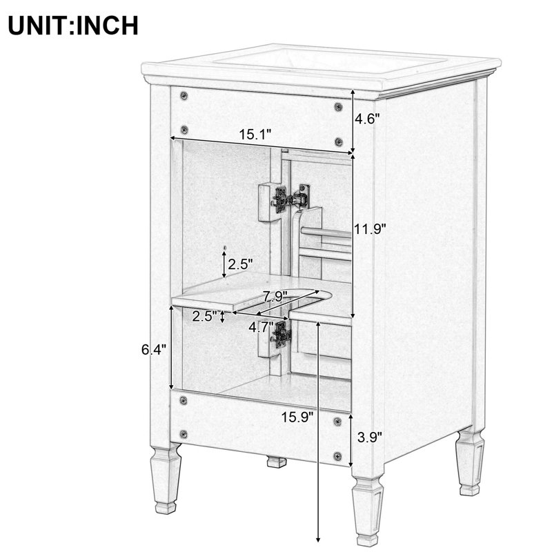 Meuble-lavabo simple de 20 po avec comptoir en céramique, meuble-lavabo moderne avec lavabo, tablette réglable et meuble-lavabo simple pour petite salle de bain