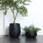 Textured Round Planter, Matte Black Garden Flower Pot with Drainage Hole-294393603