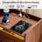 Wooden Ribbed Drawer Nightstand with LED Light & Charging Station, Modern Bedside End Table-1369688685