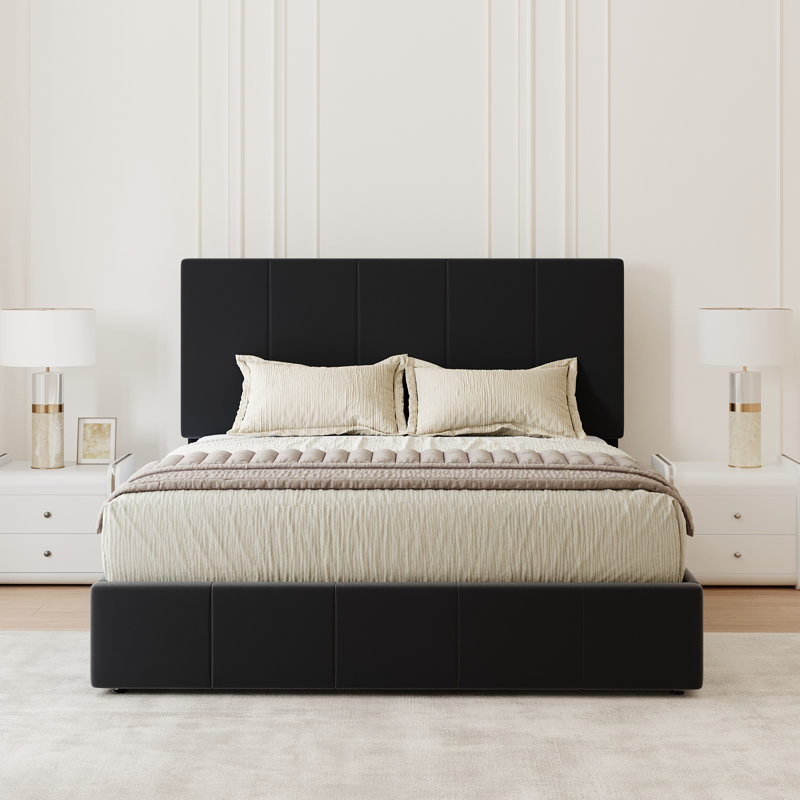 Lit plateforme entièrement rembourré, lit en velours moderne avec tête de lit capitonnée, conception sans poussière, grand / double / très grand