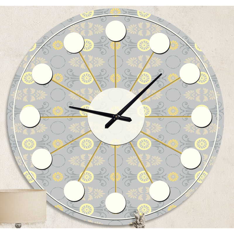 Motif de bleuet doré - horloge murale moderne Mid-Century, Moyenne