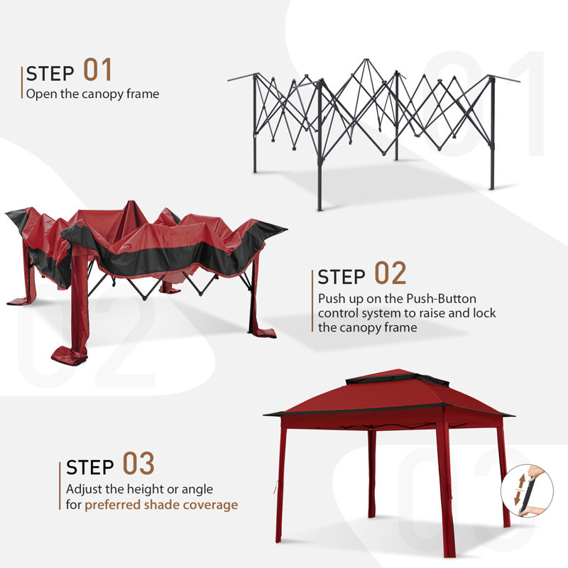Red Steel Pop-Up Gazebo with Mesh Sidewalls