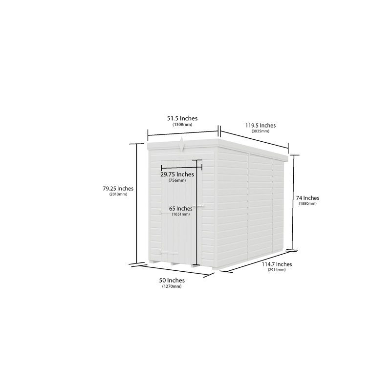 4x10 Pent Composite Shed