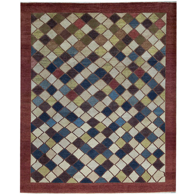 Tapis rouille et ivoire de haute qualité noué à la main