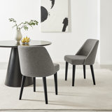Paros Minimalist Upholstery Dining Chair With Metal Leg - Grey, Set of 2