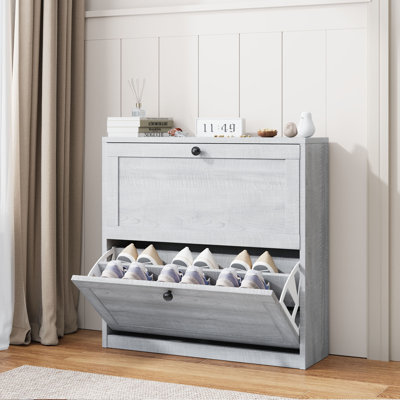 Whalan Shoe Storage Cabinet with 2 Flip Drawers, Freestanding Shoe Cabinet with Adjustable Shelf, for Entryway, Hallway, Living Room