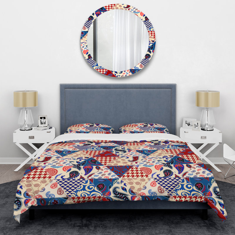 Multicolore patchwork matelassé - ensemble de housse de couette abstrait - microfibre de polyester