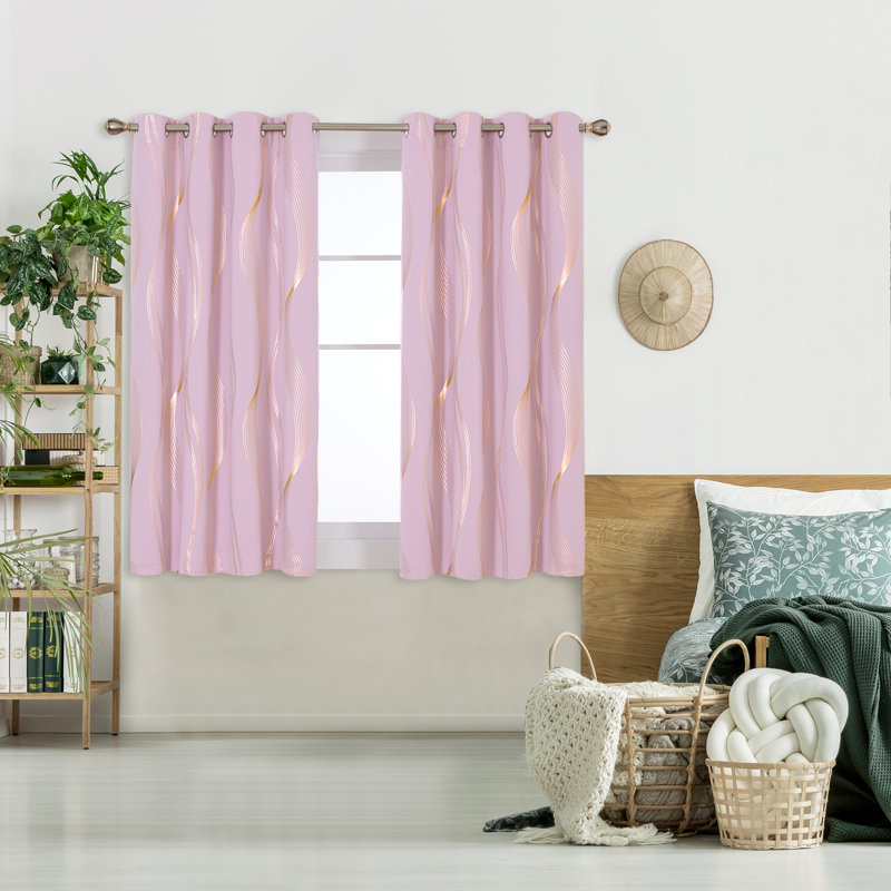 Maisonet Blackout Curtain Pair, Pink, 117cm Width x 138cm Drop