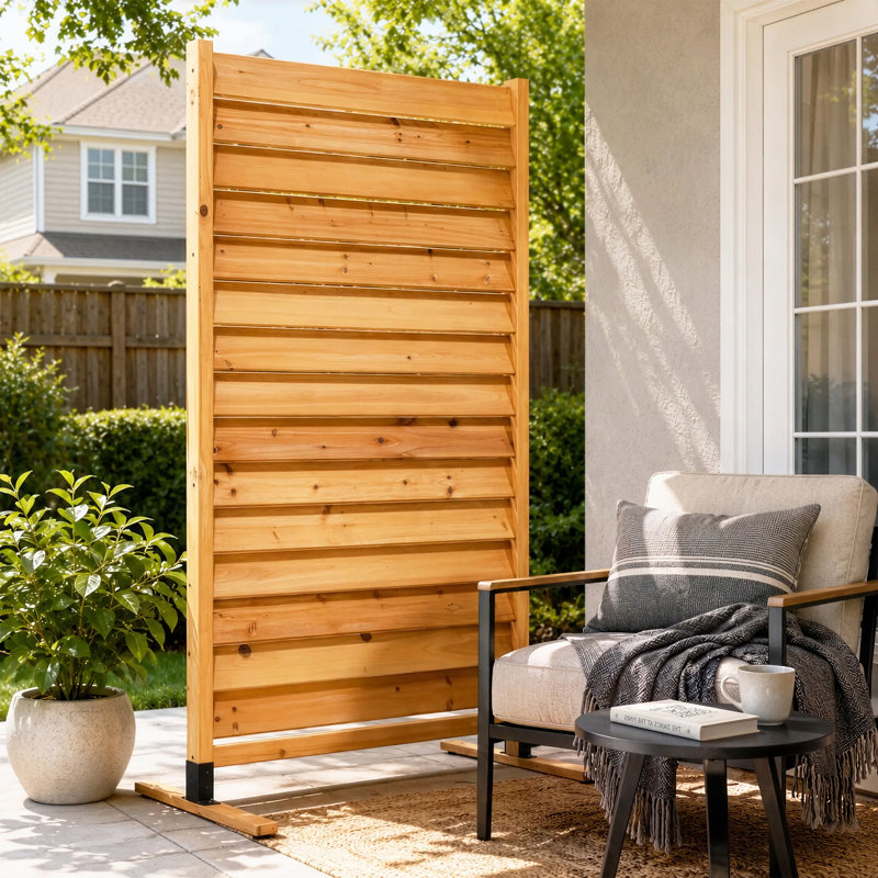 6.1ft H x 3.1ft W (1 Panel) Freestanding or Surface Mounted Enclo Sierra Privacy Screen, Wood Fence Screen, Outdoor or Indoor Decorative Privacy Panel, Great for Balcony, Patio, Deck, EC18031