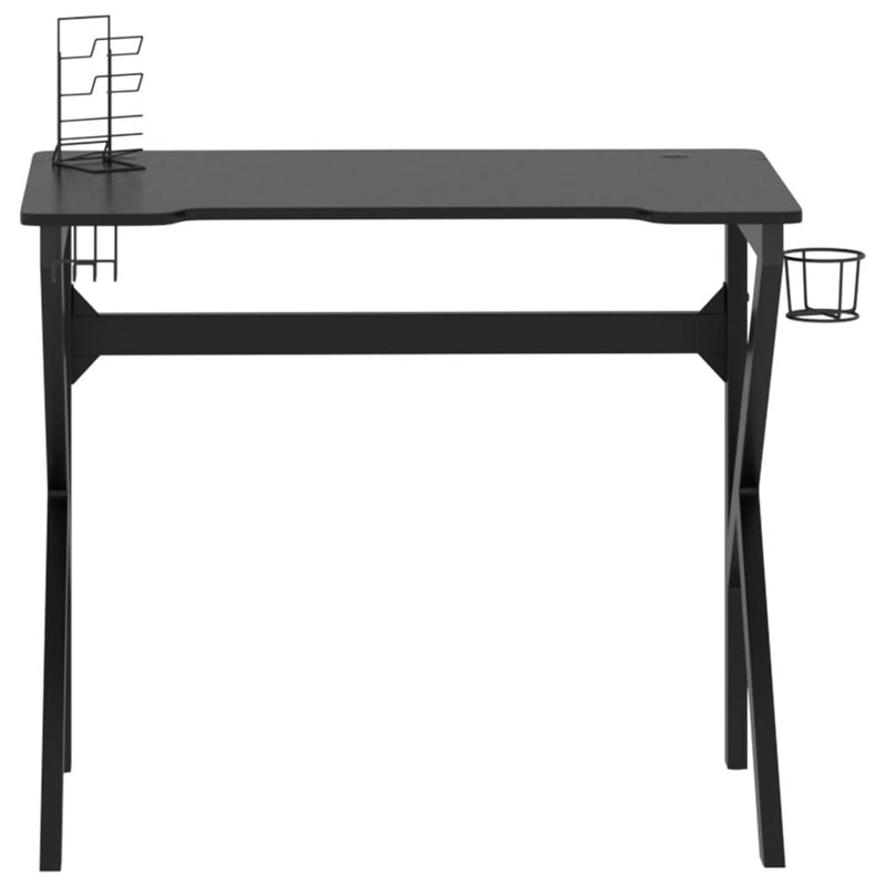 Bureau de jeu Manzura avec pieds en forme de K, bureau d'ordinateur ergonomique, bureau d'ordinateur robuste pour les joueurs