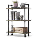 Vintage Bookshelf, Heavy Duty Display Book Case Shelf with Metal Pipe