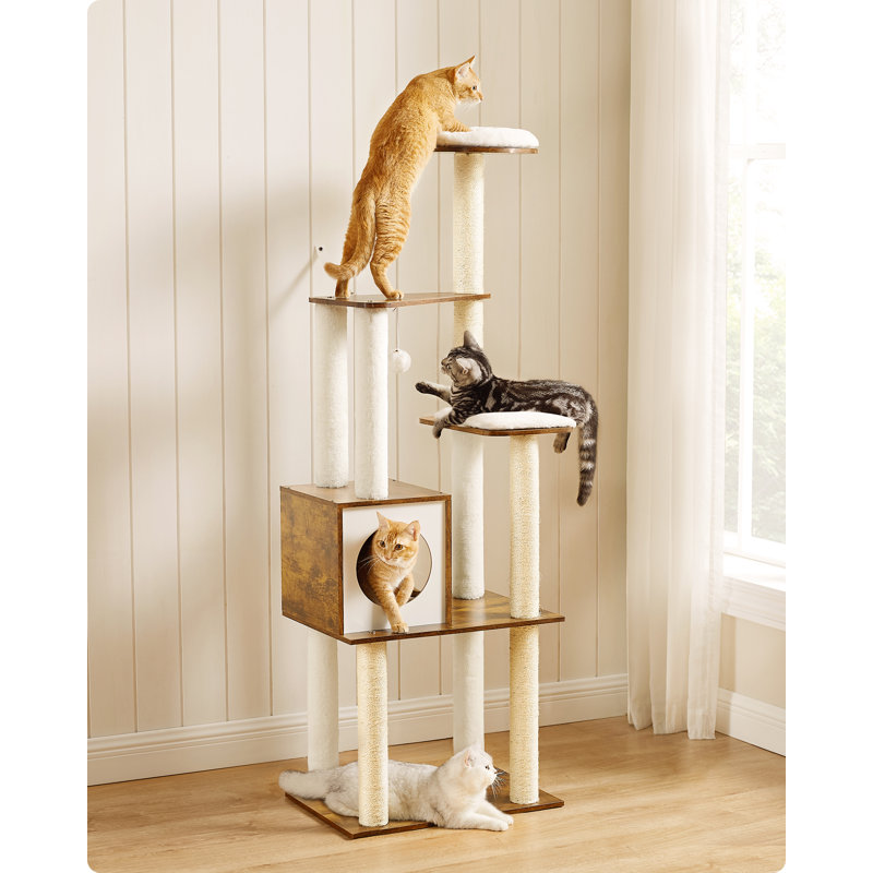 165cm H Cat Tree, Rustic Brown