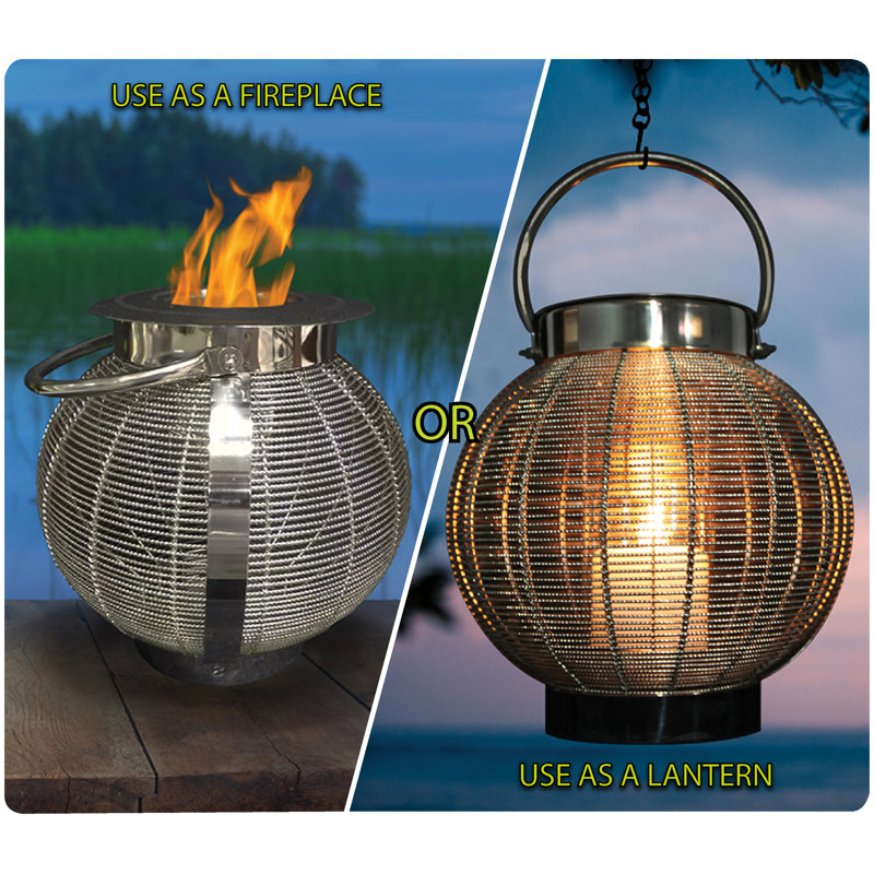 Polished Stainless Steel Gel Fuel Fire Pit Lantern