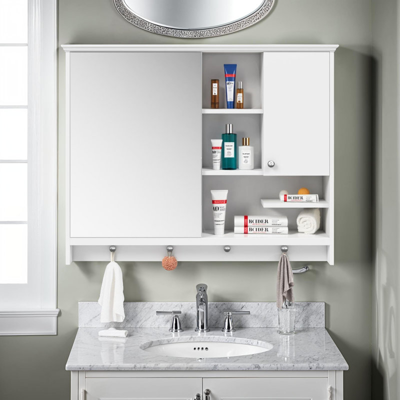 Pharmacie murale 36 "avec porte miroir, Blanc